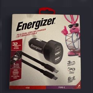 Black PD & Dual USB Car Charger with 6ft Braided Cable